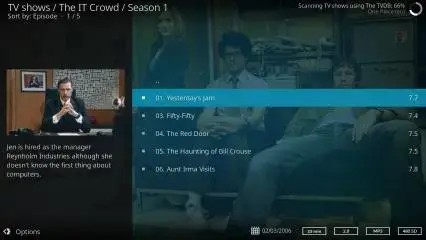 Kodi TV Shows library interface